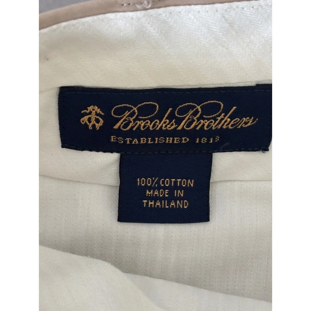 Brooks Brothers Mens 2 Piece Cotton Suit Tan Khaki 40R 34W